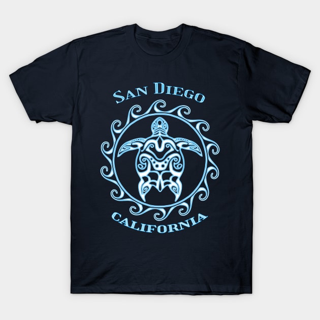 San Diego Tribal Sea Turtle Summer T-Shirt by macdonaldcreativestudios